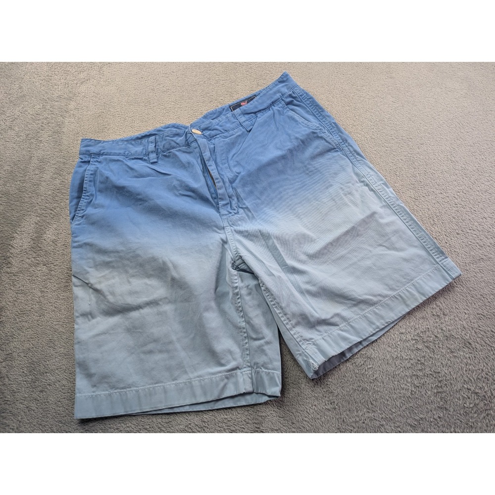 Vineyard Vines Breaker Shorts Mens 33 Blue Ombre Dip Dye Chino Cotton Blend